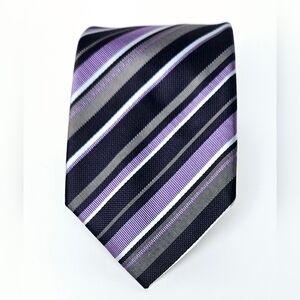 George Purple Gray Striped Necktie Classic Business Polyester Tie
